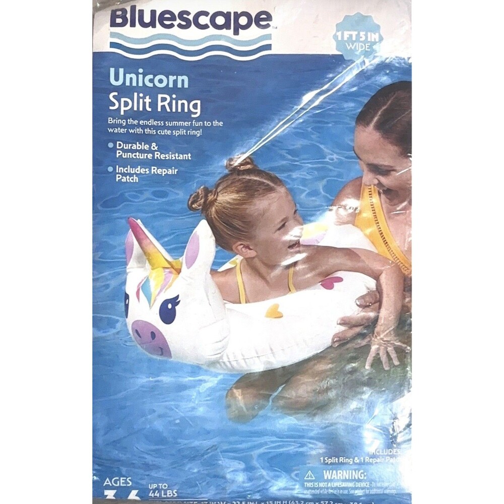 Bluescape White Unicorn Split Inflatable Swim Ring Pool Float for Kids Ages 3-6